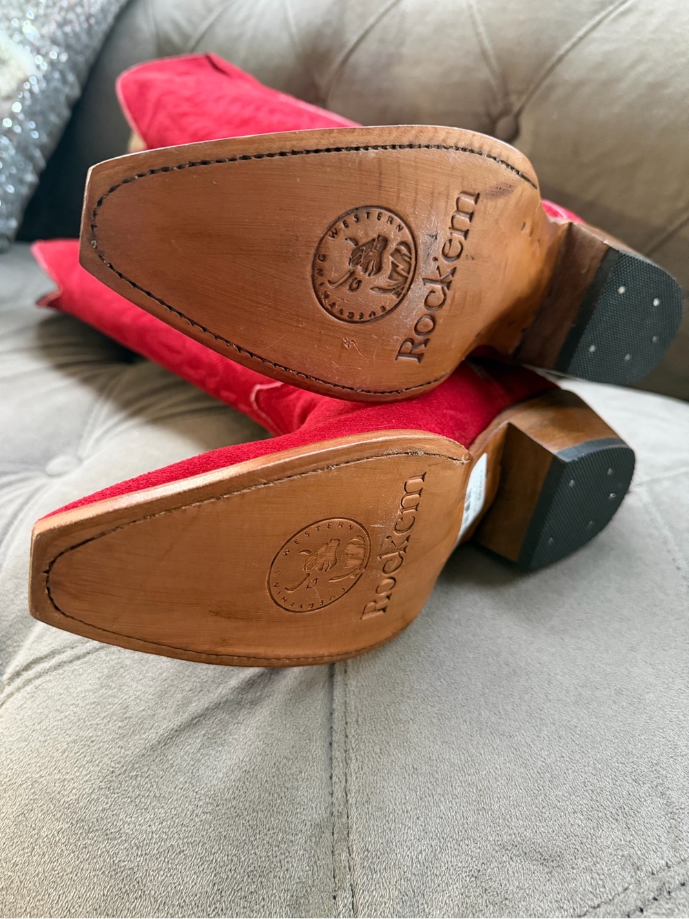 Rock’em Gia Red Suede Tall Cowgirl Boots - Picture 4 of 10